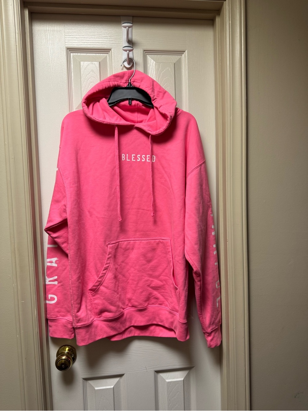 Beacon Threads Pink "BLESSED" Hooded Sweatshirt size L